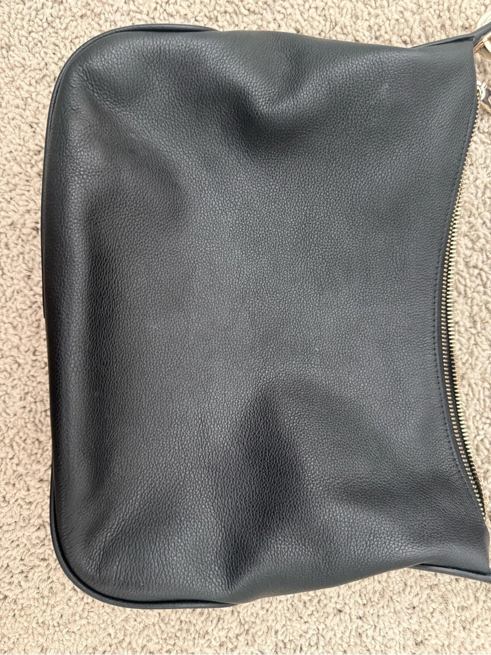 kate spade black pebbled leather shoulder bag with striped strap